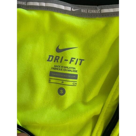 Bright yellow neon Nike Pro Dri Fit long sleeve athletic top size small 3/4 zip - Picture 4 of 6